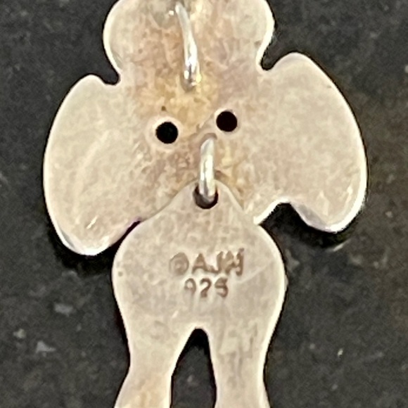 Vintage Pink Enamel Reticulated Sterling Poodle Pendant AJH - Picture 2 of 7